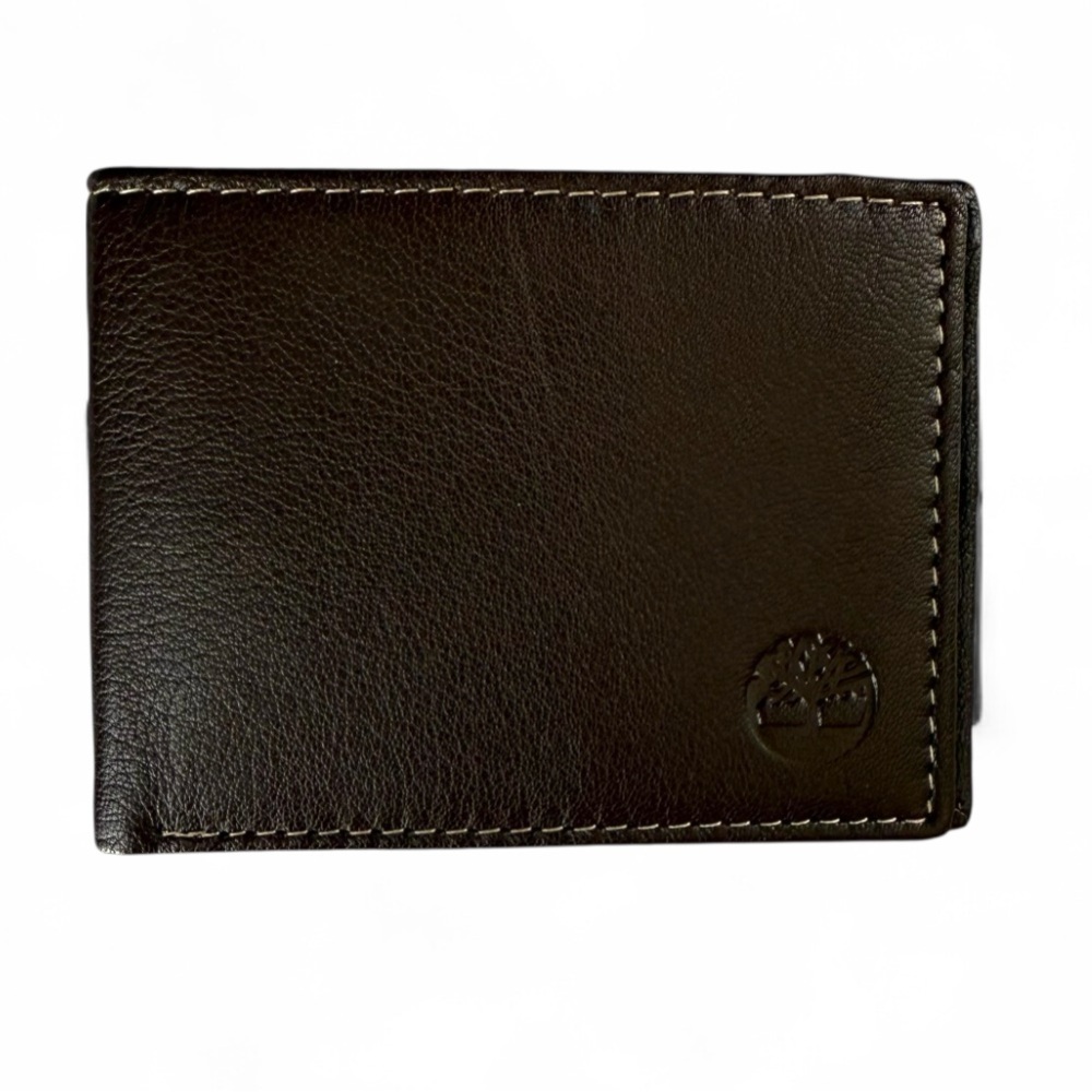 Timberland Blix Leather Slimfold Wallet Brown NWT RFID Minimalist Billfold